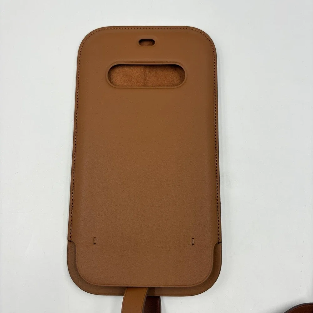 Apple Leather Carry Case Brown Wrist Strap Sleeve For‎ IPhone 12 Plain MagSafe